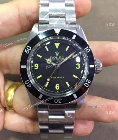 Replica Vintage Rolex Submariner Black Bezel Stainless steel Watch 